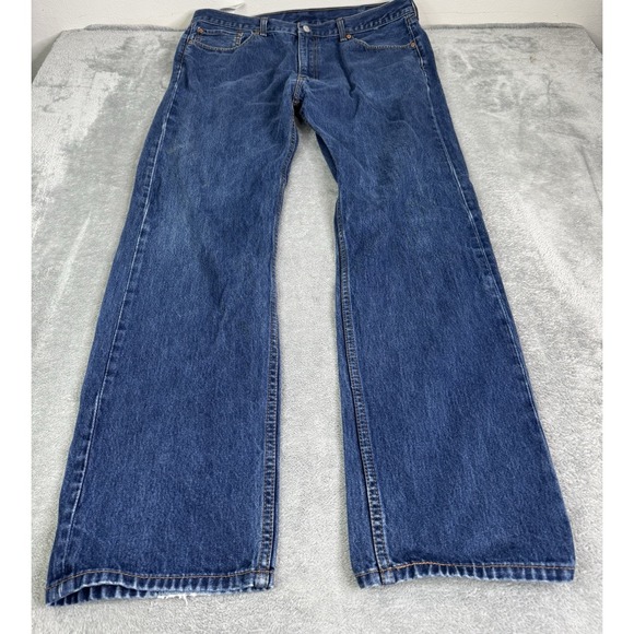 Levi's 505 Regular Fit Straight Leg Jeans Men's Size 40x34 Blue - Picture 1 of 13
